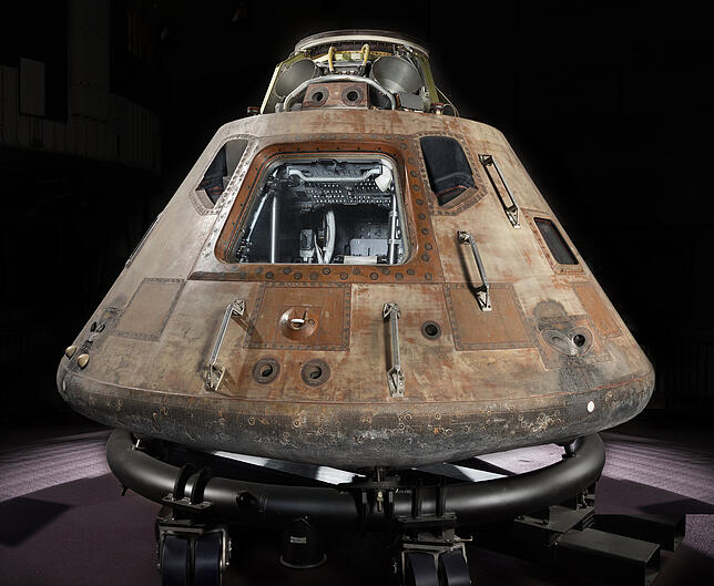 Die Kapsel von Apollo 11. Sie wog 5,9 Tonnen. Im Innern war die Crew gegen Strahlung relativ gut geschützt.