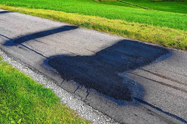 Flickenteppich auf dem Schuhmacherhäusleweg in Unterkirnach.