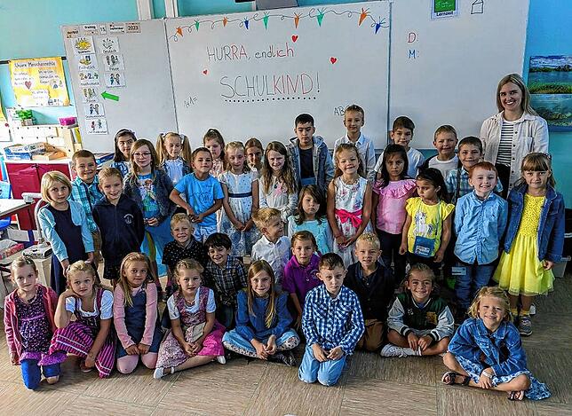 Die erste Klasse der Ostbaarschule Oberbaldingen mit Klassenlehrerin Katharina Schwer.