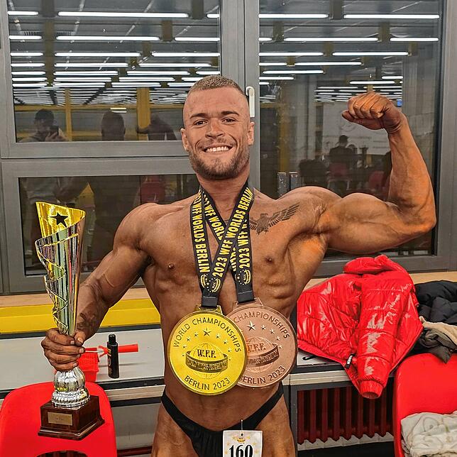 Niklas Möller gewann 2023 den Weltmeistertitel bei den Junioren beim Wettkampf der „World Fitness Federation Germany“ (WFF ...