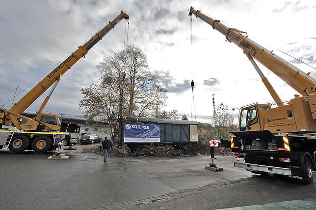 Bild 18: Bilder vom Waggon-Transport von Villingen nach Lenzkirch-Gutachbrücke