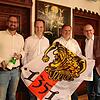 Narrenwirt Markus Buhl, Narrenschreiber Marcel Reiser, Laufnarrenvater Michael Zehnle und Narrenrichter Jürgen Koterzyna bei der ...