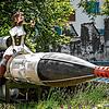 Modedesignerin und Maßschneiderin Mareike Rademacher aus Unterbränd in einem Steampunk-Outfit. Die Mode lehnt sich an das viktorianische ...