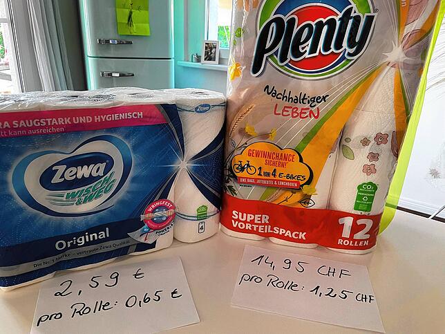 Bild 6: Preisvergleich Deutschland - Schweiz: Was Toilettenpapier, Waschmittel und Küchenrolle kosten