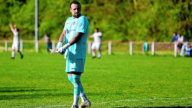 Giuliano Radice nach dem Schlusspfiff. Der Keeper steht seit Beginn der Rückrunde im Tor der SG Liggeringen-Güttingen.