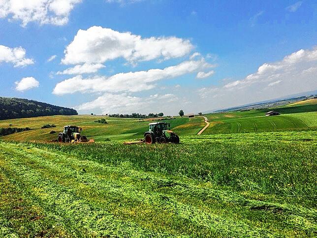 Die Landwirte auf der Baar sind im Mai mit der Grassilage beschäftigt. Das Bild entstand in der Nähe von Fürstenberg.