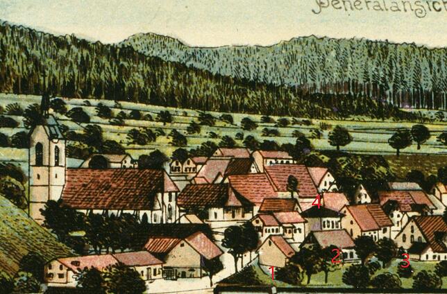 Das Detail einer von Bäckermeister Georg Herrmann um 1905 verlegten Postkarte von Öflingen. Sie stammt aus dem Album von Richard ...