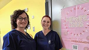 Sie setzen sich dafür ein, dass es zu Verbesserungen beim Hebammendienstvertrag kommt: Stefanie Tröndle (links) und Larissa ...