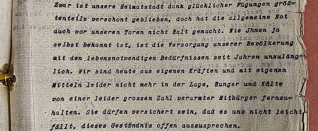 In einem Brief an Julius Hauser berichtete der Radolfzeller Bürgermeister im Dezember 1945 vom Leid der Bevölkerung