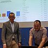 Der Kreiswahlleiter und Landrat Sven Hinterseh ermittelt gemeinsam mit Wilfried Borho die Ergebnisse der Europawahl 2024. Hier werden im ...