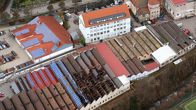 Die Brandruine aus der Luft.
