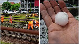 Rund um Singen kommt der Bahnverkehr zum Erliegen (li.), in Bad Säckingen fallen riesige Hagelkörner vom Himmel (re.): Die Top-Themen ...