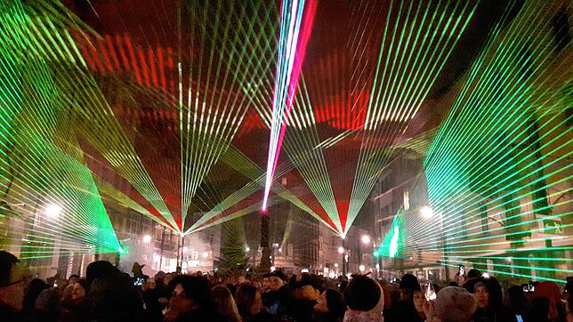 An Silvester 2019/2020 hatte es auf der Marktstätte (Foto) und dem Münsterplatz schon einmal eine Lasershow gegeben.