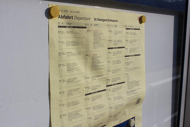 Fahrplan für den Bahnhof St. Georgen.