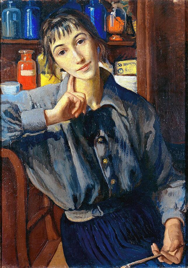 In Zinayida Serebryakova „Selbstbildnis“ erkennt man die Bildsprache der Neuen Sachlichkeit.
