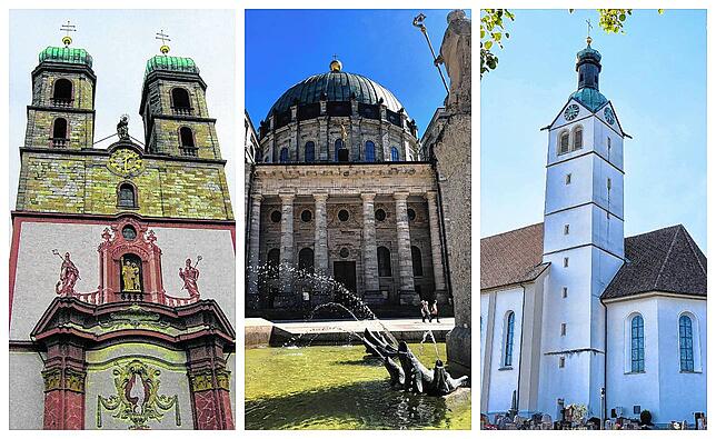 Das Fridolinsmünster in Bad Säckingen, der Dom St. Blasius in St. Blasien und die Kirche St. Bartholomäus in Görwihl (von links) standen ...