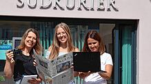 Das Team der Markdorfer SÜDKURIER-Lokalredaktion, hier mit (von links) Stefanie Nosswitz, Lisa Sperlich und Marion Zorell, freut sich ...