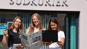 Das Team der Markdorfer SÜDKURIER-Lokalredaktion, hier mit (von links) Stefanie Nosswitz, Lisa Sperlich und Marion Zorell, freut sich ...