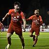Jubel: Deniz Ortancioglu (links), Tammo Heinzler (Mitte) und Torschütze Nori Dylan Bächle vom FC Tiengen 08 freuen sich über den ...