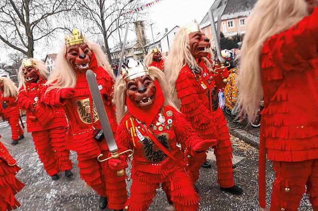 Die Überlinger Löwen waren mit einer großen Gruppe beim Jubiläumsumzug in Mühlhofen dabei.