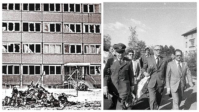 Die Schrecken der RAF: Die Autobombe in Immenstaad aus 1986. Der gebürtige Konstanzer Karl Schiess (rechts mit Blumenstrauß) war zu ...