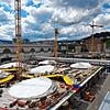 Aktueller Blick auf die Baustelle von Stuttgart 21 vom Turm des alten Bahnhofsgebäudes aus gesehen.