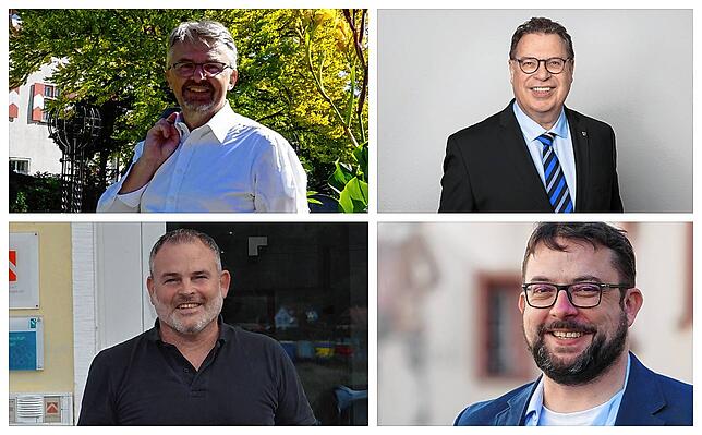 Sie werden auf dem Podium mit dabei sein: OB Martin Gruner (oben links), Anton Hilbert (Haus und Grund), Andreas Vogt (Baugenossenschaft ...