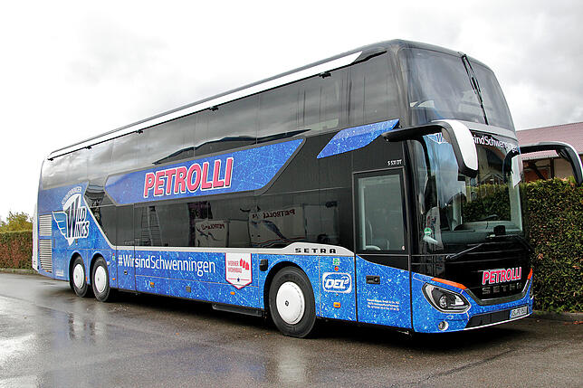 Der neue Mannschaftsbus der Schwenninger Wild Wings ist 14 Meter lang, vier Meter hoch und 2,5 Meter breit.