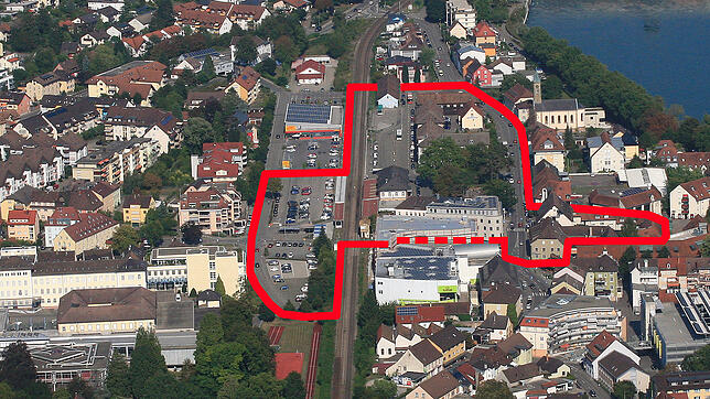 Das mögliche Sanierungsgebiet für die Stadtentwicklung: Rund ums Bahnhofsareal gibt es nach den Vorstellung der Stadtverwaltung schon ...