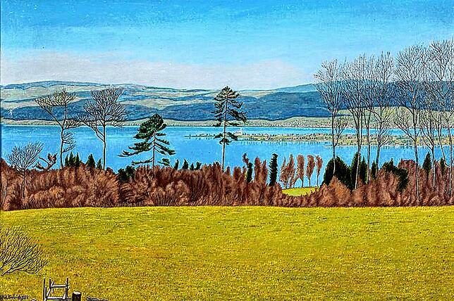 Adolf Dietrich: „Landschaft über Berlingen im Vorfrühling“ (1933)