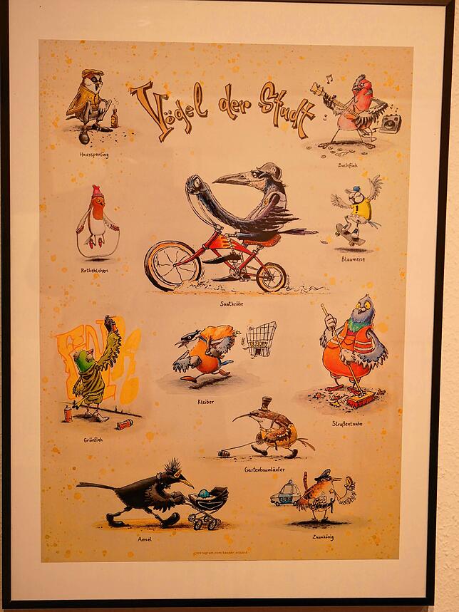 Schräge Vögel sind in den Werken Eduard Kaspers allgegenwärtig.