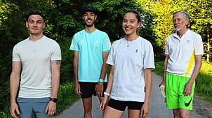 Simon Rogosch, Davide Fauth, Pia Halder und Ulrich Hahn (von links)gehen aus guten Gründen zusammen laufen.