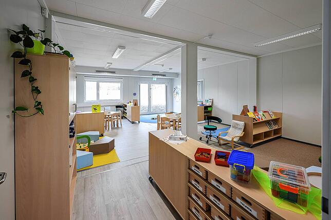 Helle, freundliche Räume für die drei Gruppen gibt es ab sofort im Kindergarten Weltenbummler.