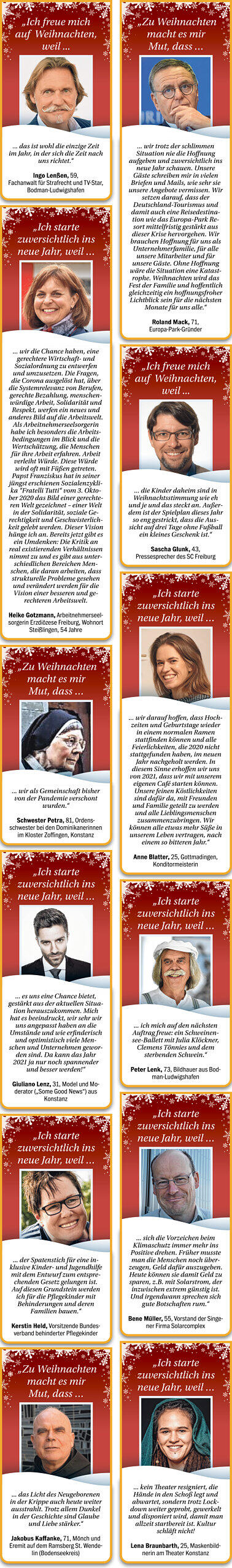 Bild 1: Am Ende des Corona-Jahres: Menschen aus unserer Region machen Mut