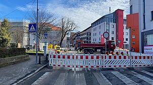 Kein Durchkommen: Die Kreuzung Adolf-Müller-Straße/Hauptstraße/Am Stadtgraben ist gesperrt.Stadt Schopfheim