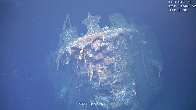 Das Wrack der „Scharnhorst“ in 1610 Meter Tiefe, etwa 200 Kilometer von den Falklands entfernt im Südatlantik.