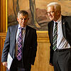 Winfried Kretschmann (rechts) und Ernst Stocker, Regierungsrat des Kantons Zürich, besprechen sich in Zürich.