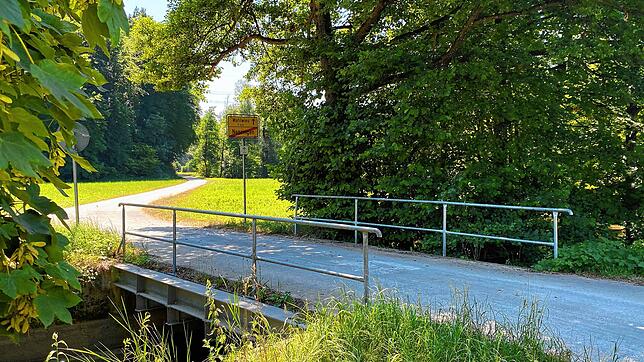 Unterhalb der Sägebrücke auf der kleinen Verbindungsstraße zwischen Nenzingen und Wahlwies soll ein Sensor des Hochwasserwarnsystems ...