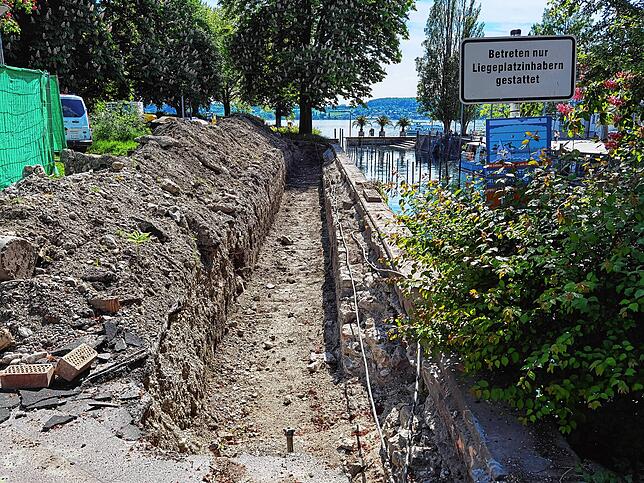 Mai 2024: Die historische Mauer wurde zunächst freigelegt, um Schwachstellen zu stabilisieren. (Archivbild)