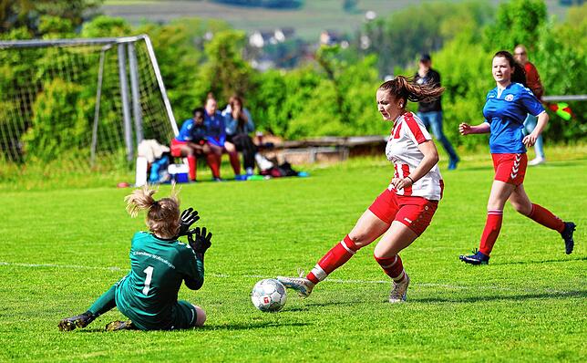 Die B-Juniorinnen der SG Deggenhausertal in den Weiß-roten Trikots sicherten sich im Finale den Titel.