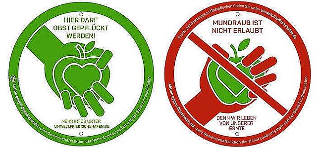 Grün (erlaubt) oder rot (verboten), die Friedrichshafener Obst-Ampel.