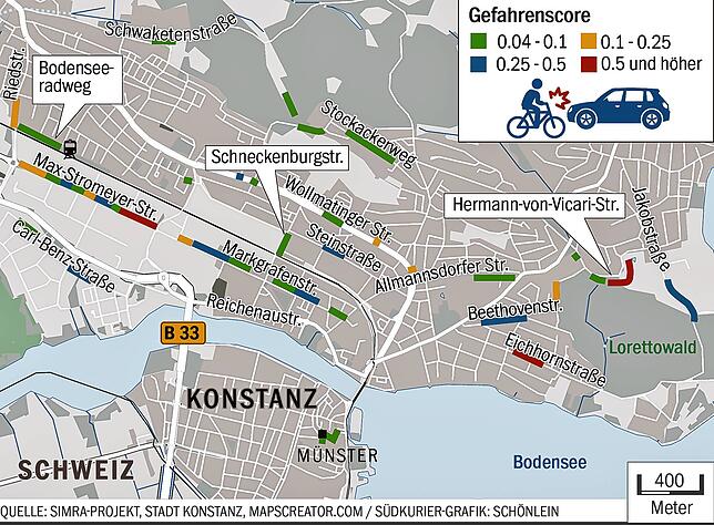 Bild 1: Immer wieder kracht es! Wie gefährlich ist die Max-Stromeyer-Straße für Fahrradfahrer?