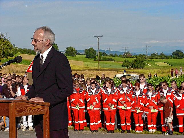Volkmar Weber bei der ökumenischen Trauerfeier am 7. Juli 2002.