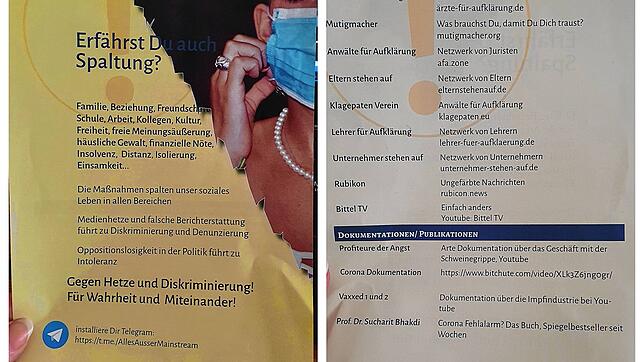 Flugblätter wie dieses sind in den vergangenen Tagen in den Briefkästen von Haushalten in der Region gelandet. Auf ihnen sind ...