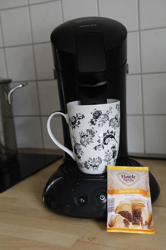 Zur Reinigung der Kaffemaschine wird Backpulver benötigt.