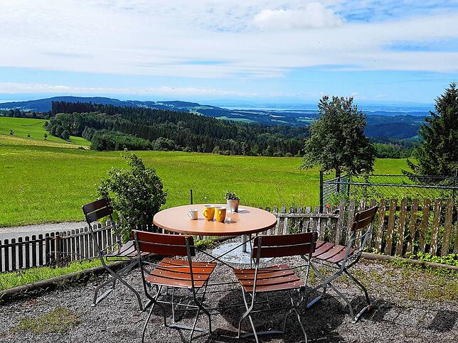 Lange Zeit konnte er nicht von den Gästen bewundert werden: Der Blick über den Bodensee vom Berggasthof Höchsten auf der Terrasse.