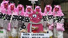 2017 war das erstes Debüt der Böhringer Kleeküh. Ihr Motto war die Eierlegende Wollmichsau mit einem eigenen Bollerwagen.