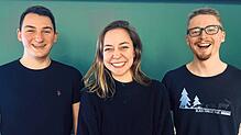 Entwickeln mit ihrem Start-up ein smartes Lernprogramm, das Schülern Medienkompetenz verleihen soll: Die HTWG-Studenten beziehungsweise ...