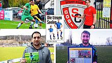 Vier Spieler, die bei unserer Serie &bdquo;Die treuen Seelen&ldquo; dabei sind: Simon Nesensohn vom TSV Aach-Linz (oben, von links), ...