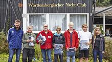 Dirk Kreidenweiß (Interboot-Projektleiter, links) und die Sieger der Interboot-Trophy des WYC (von links): Anica Rimmele (Europe), ...